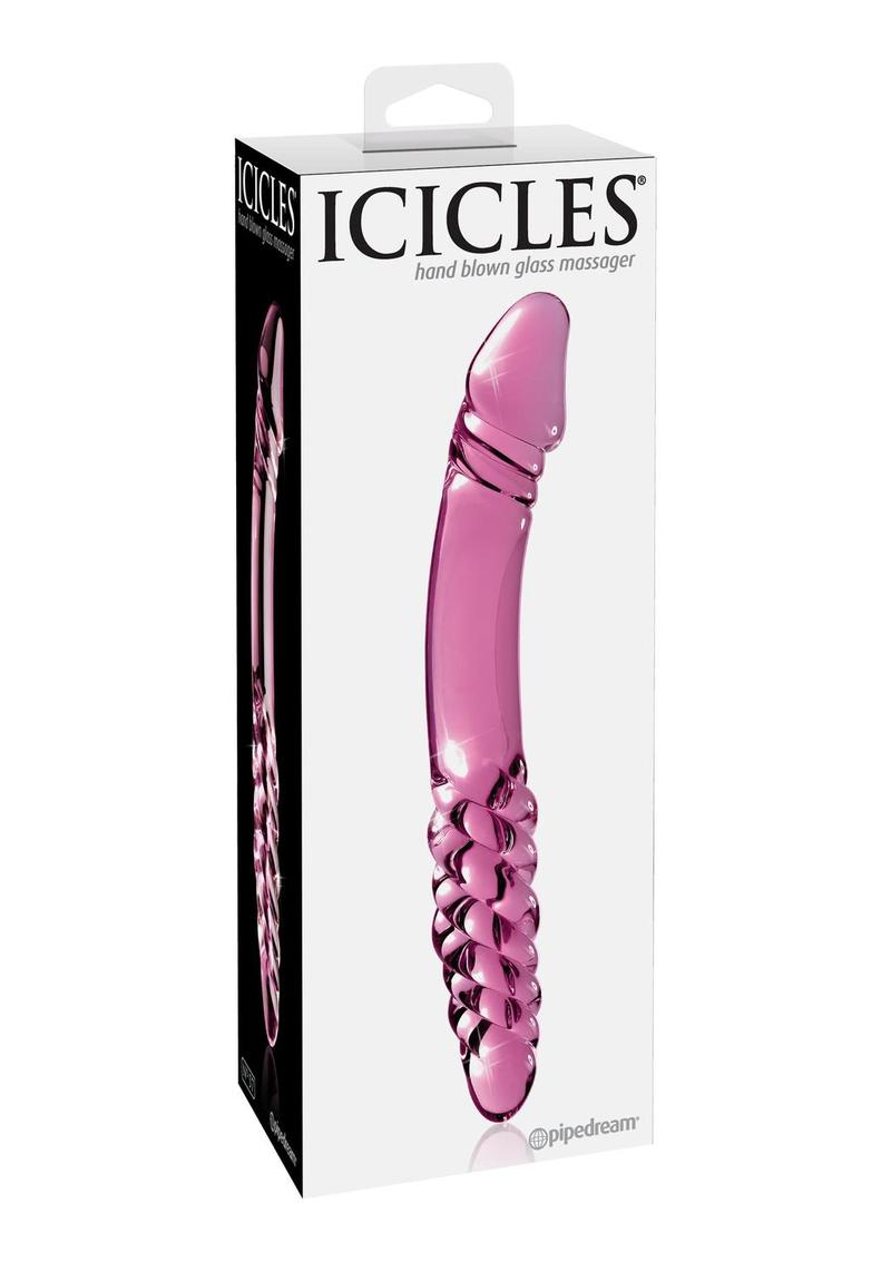 Icicles No. 57 Double-Sided Textured Glass Double Dildo 9in - Pink