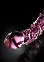 Icicles No. 55 Double-Sided Textured Glass Dildo 9in - Pink