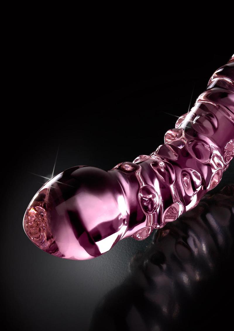 Icicles No. 55 Double-Sided Textured Glass Dildo 9in - Pink