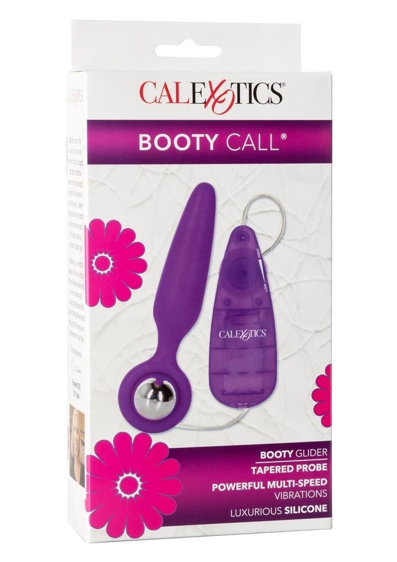 Booty Call Booty Glider Silicone Vibrating Butt Plug with Wired Remote Control - Purple