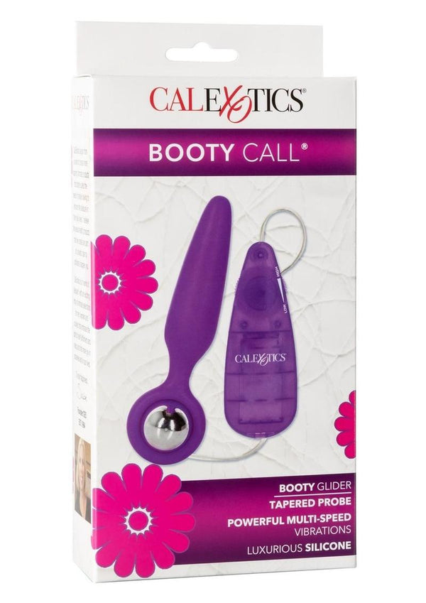 Booty Call Booty Glider Silicone Vibrating Butt Plug with Wired Remote Control - Purple