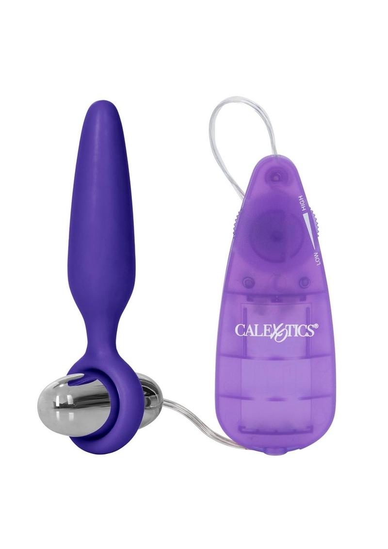 Booty Call Booty Glider Silicone Vibrating Butt Plug with Wired Remote Control - Purple