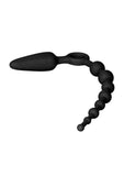Booty Call Booty Double Dare Silicone Vibrating Butt Plug with Anal Beads and Bullet with Wired Remote Control - Black
