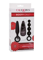 Booty Call Booty Vibro Kit Silicone Vibrating Butt Plug and Anal Beads with Bullet and Wired Remote Control - Black