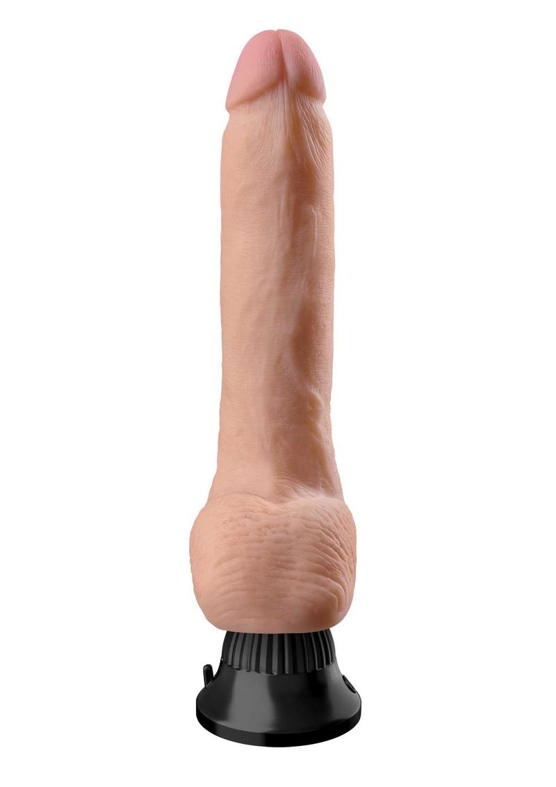 Real Feel Deluxe No. 5 Wallbanger Vibrating Dildo with Balls 8in - Vanilla