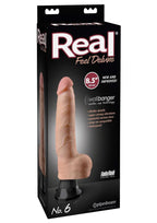 Real Feel Deluxe No. 6 Wallbanger Vibrating Dildo with Balls 8.5in - Vanilla