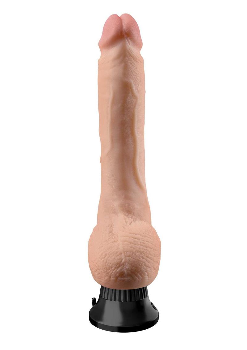 Real Feel Deluxe No. 7 Wallbanger Vibrating Dildo with Balls 9in - Vanilla