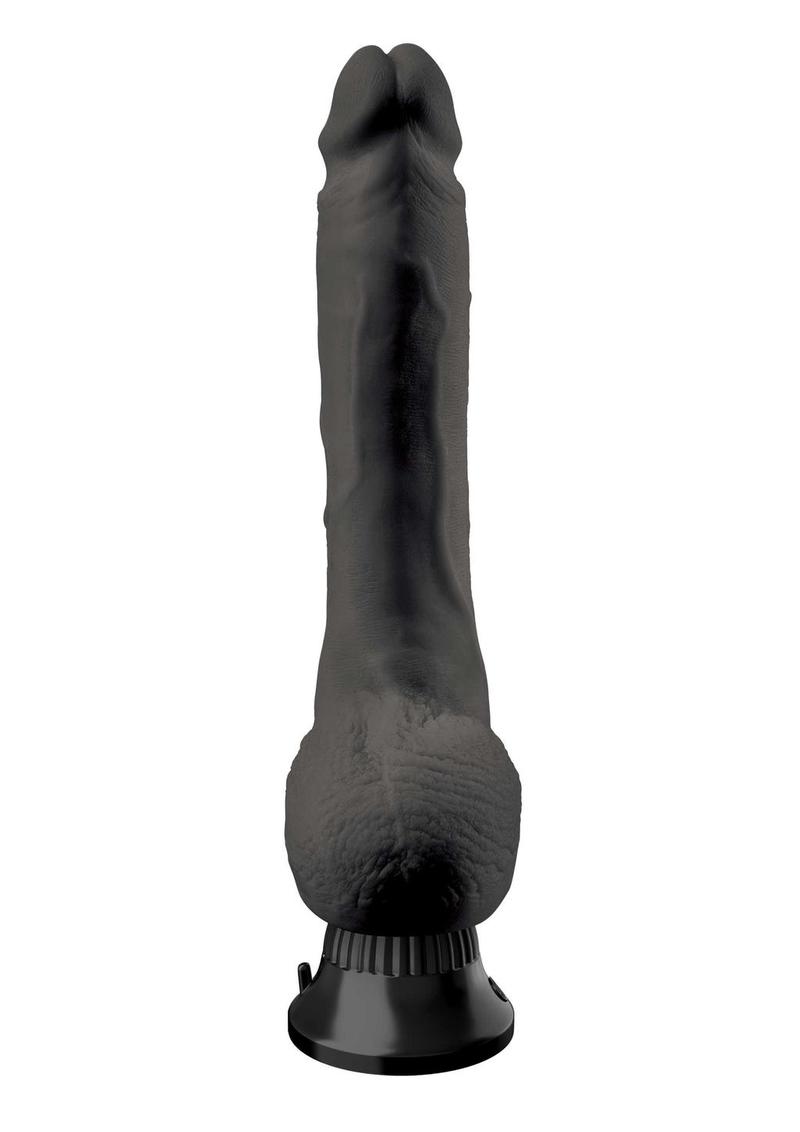 Real Feel Deluxe No. 7 Wallbanger Vibrating Dildo with Balls 9in - Black