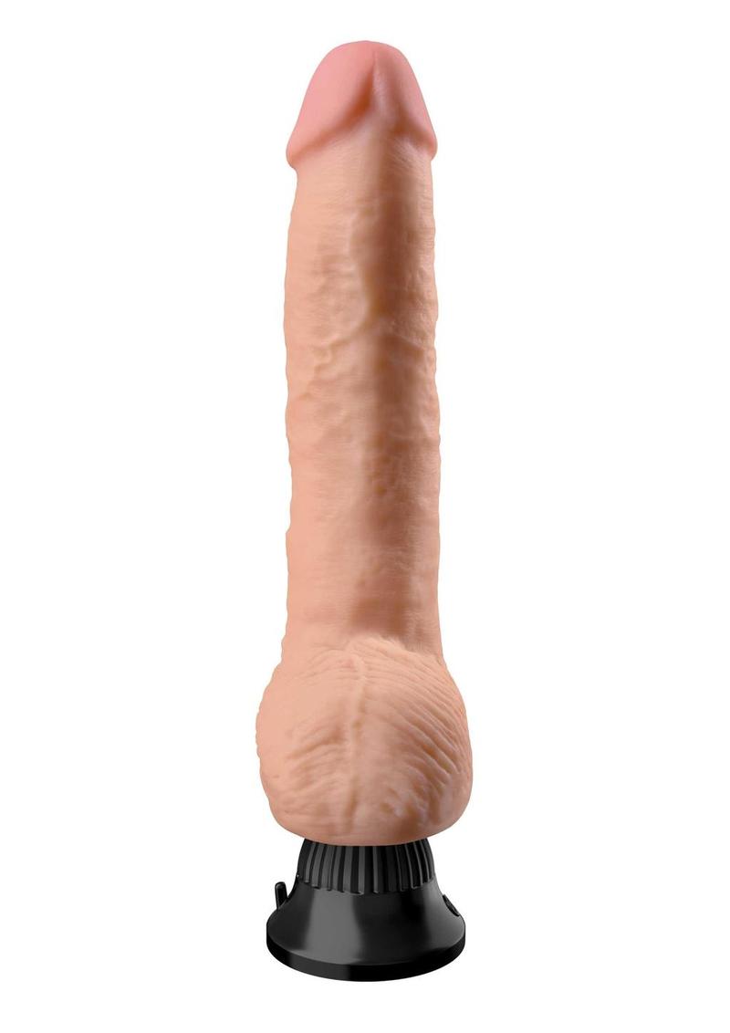 Real Feel Deluxe No. 9 Wallbanger Vibrating Dildo with Balls 9.5in - Vanilla