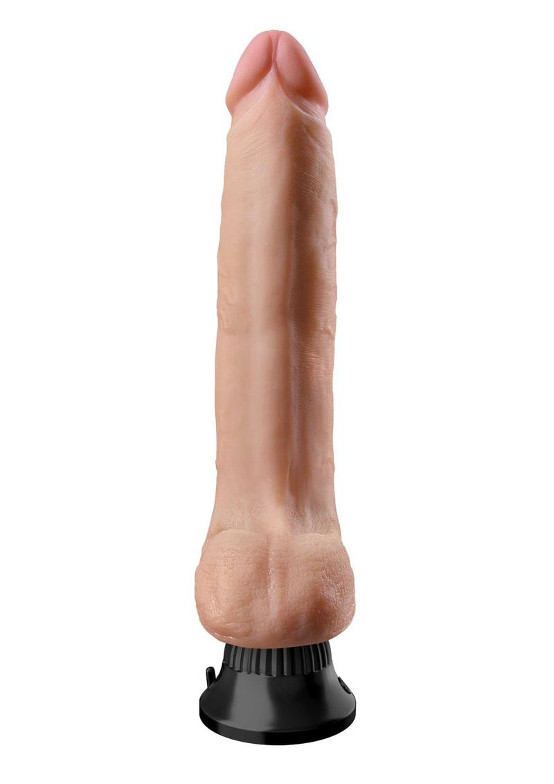 Real Feel Deluxe No. 10 Wallbanger Vibrating Dildo with Balls 10in - Vanilla