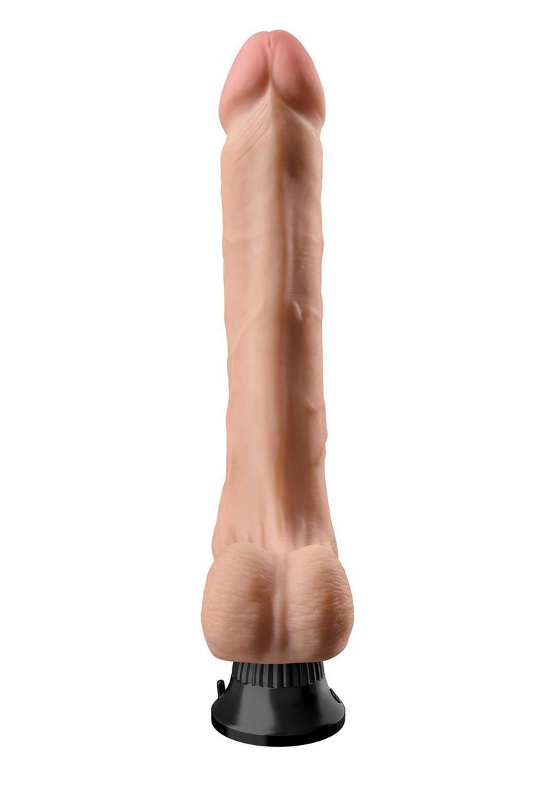 Real Feel Deluxe No. 12 Wallbanger Vibrating Dildo with Balls Waterproof 12in - Vanilla
