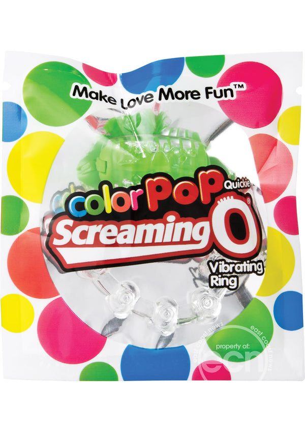 Color Pop Quickie Screaming O Vibrating Ring Silicone Cock Ring - Green