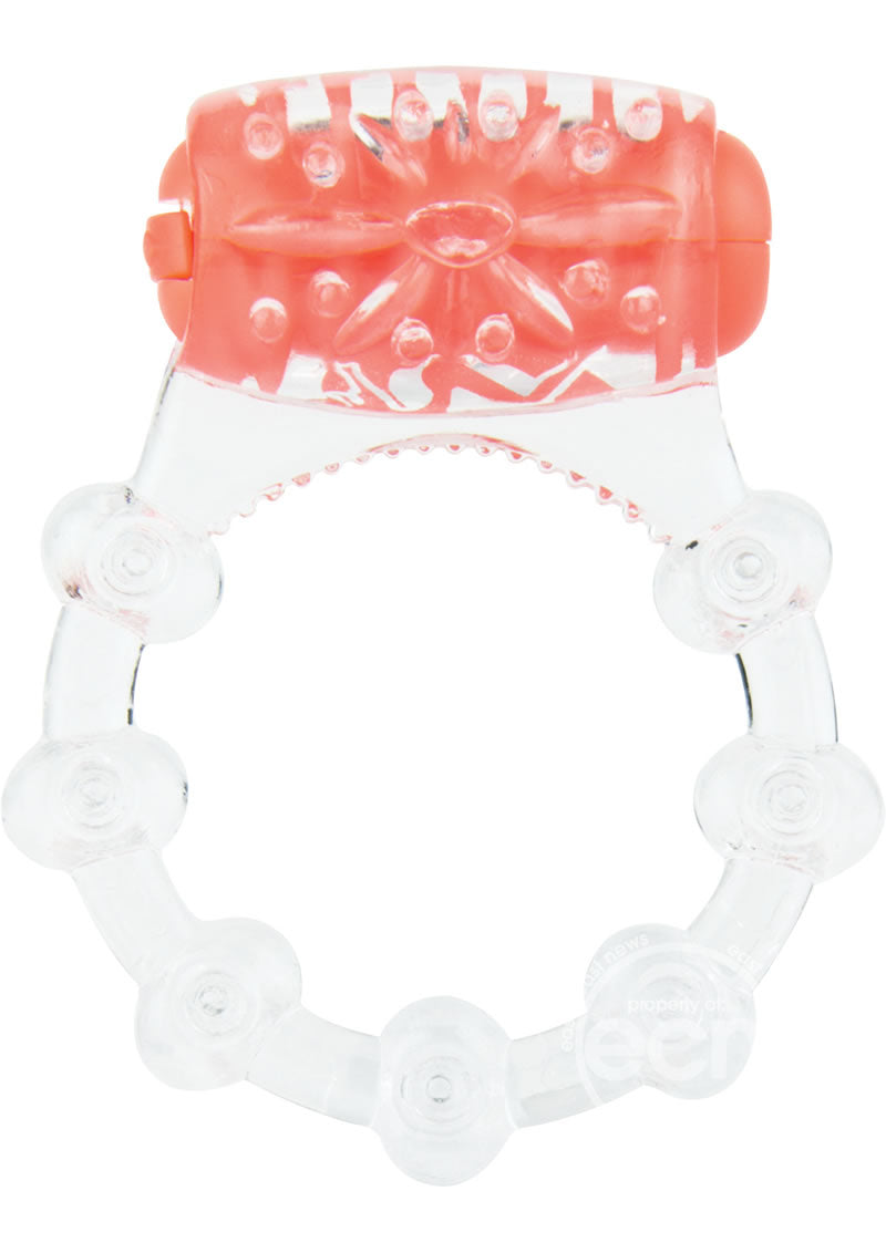 Color Pop Quickie Screaming O Vibrating Ring Silicone Cock Ring - Orange