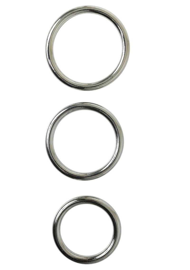Sportsheets Metal O Ring Cock Ring (3 Pack) - Silver