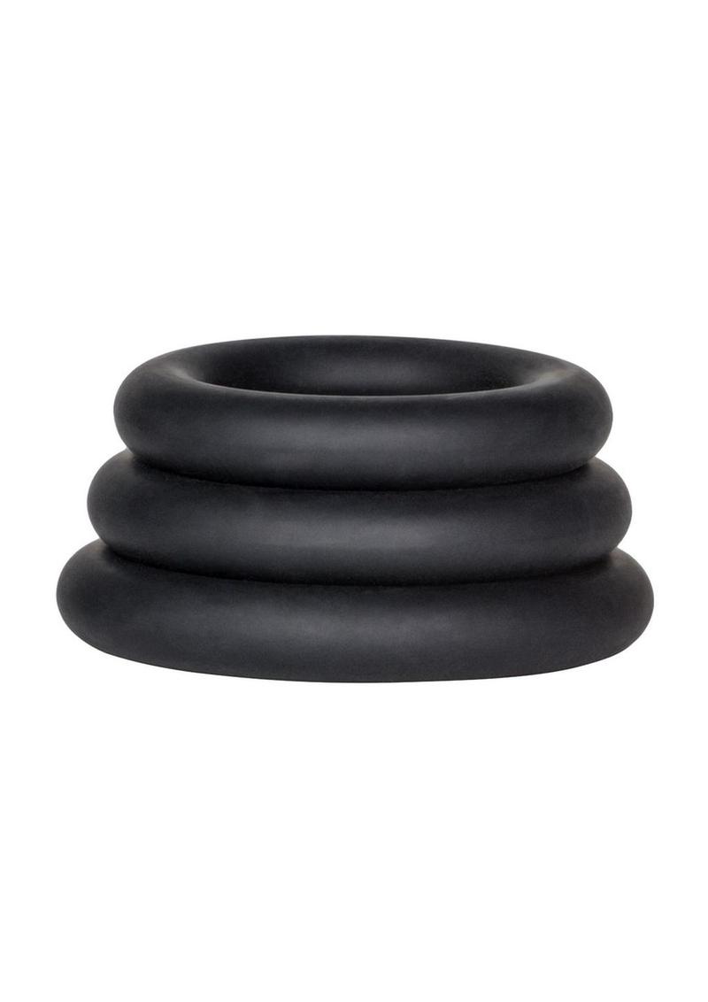 Dr. Joel Kaplan Silicone Support Rings Cock Ring (3 Piece Set) - Black