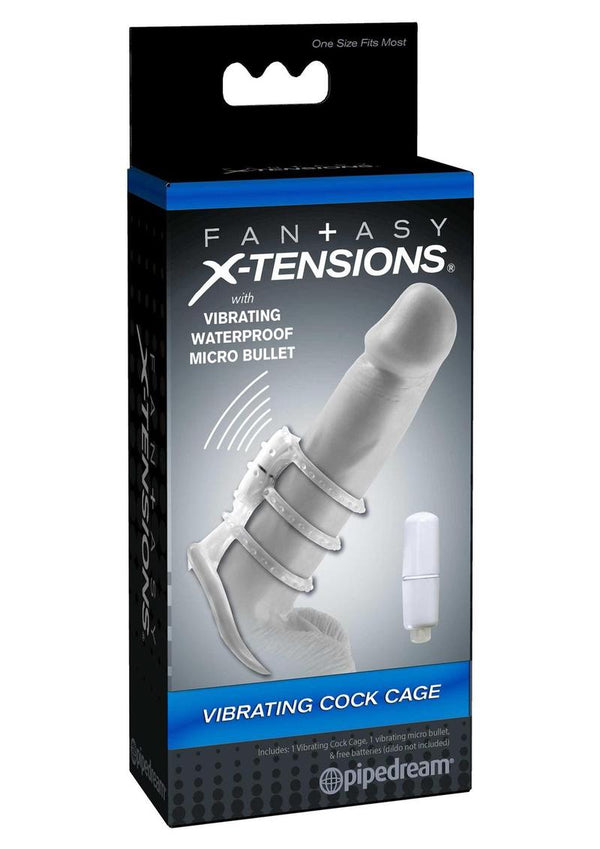Fantasy X-Tensions Vibrating Cock Cage 3in - Clear