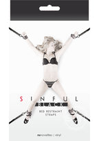 Sinful Vinyl Bed Restraint Straps Kit - Black