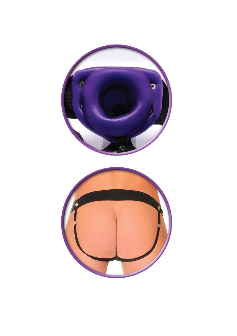 Fetish Fantasy Series For Him Or Her Hollow Strap-On Dildo and Adjustable Harness 6in - Purple