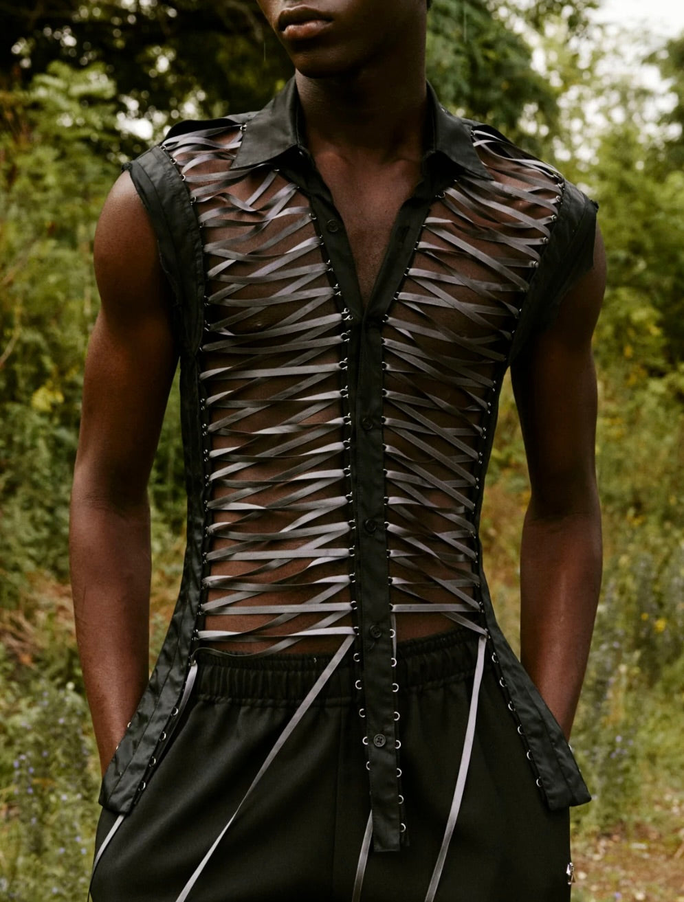GMBH SAM LACE SLEEVELESS SHIRT