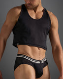 TEAMM8 Racer Mesh Crop Singlet - Jet Black