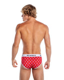 Playboy Men's Argyle Briefs - Red/White back view