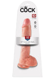 King Cock Dildo with Balls 10in - Vanilla