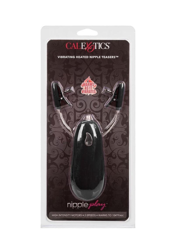 Nipple Play Vibrating Warming Nipple Teasers with Wired Remote Control - Black