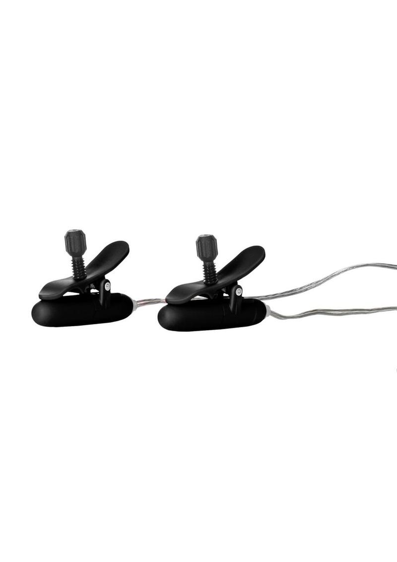 Nipple Play Vibrating Warming Nipple Teasers with Wired Remote Control - Black