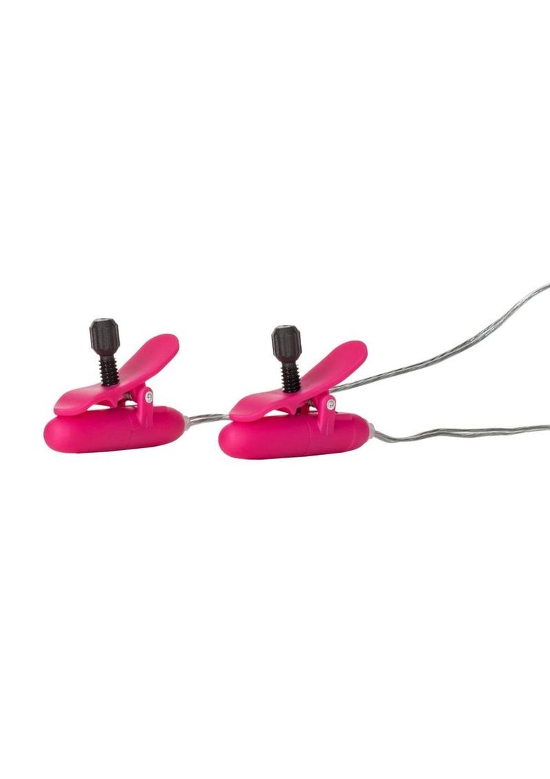 Nipple Play Vibrating Warming Nipple Teasers with Wired Remote Control - Pink