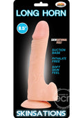 Skinsations Long Horn Realistic Dildo with Suction Cup Waterproof 8.5in - Vanilla