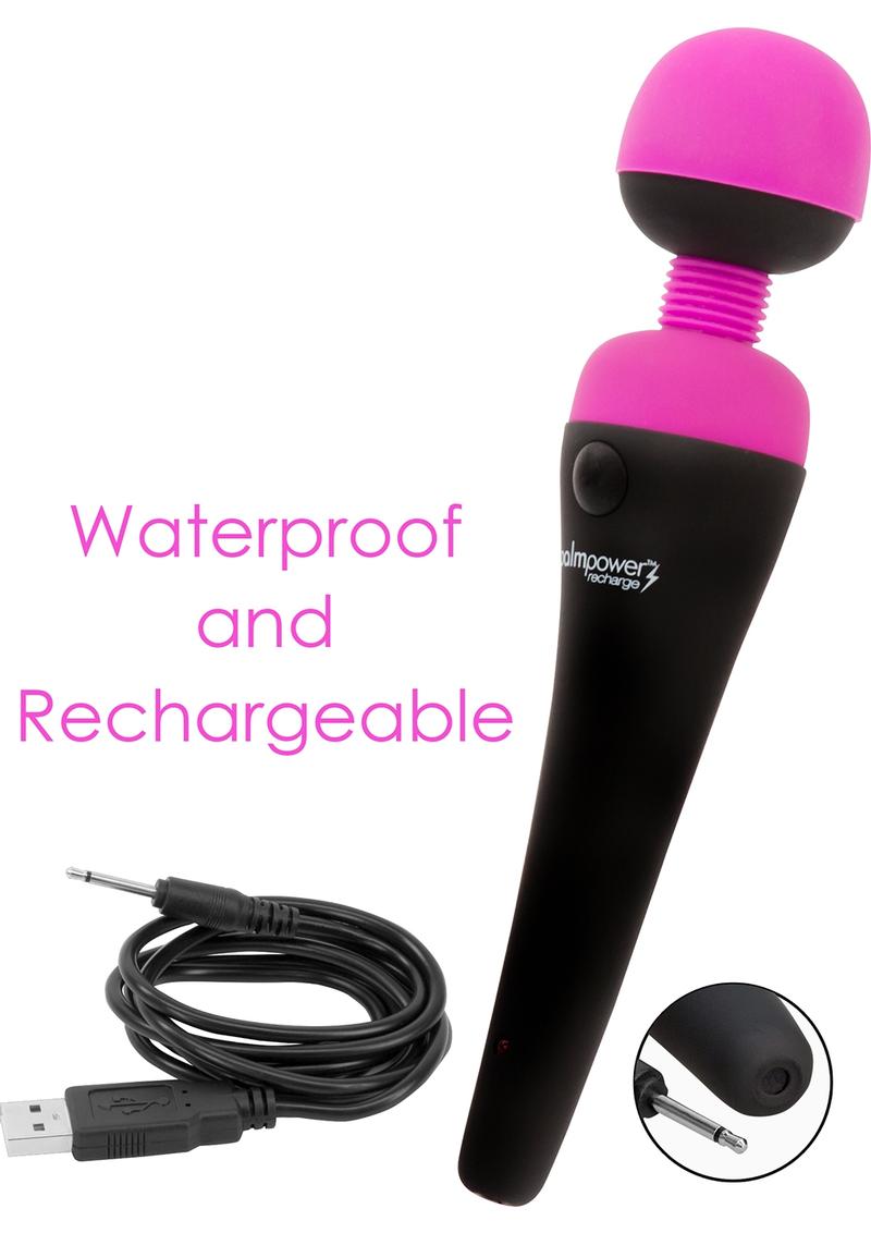 PalmPower Rechargeable Silicone Personal Wand Massager - Fuchsia