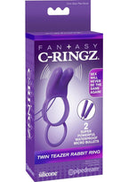 Fantasy C-Ringz Twin Teazer Rabbit Silicone Cock Ring with Wired Remote Control - Purple