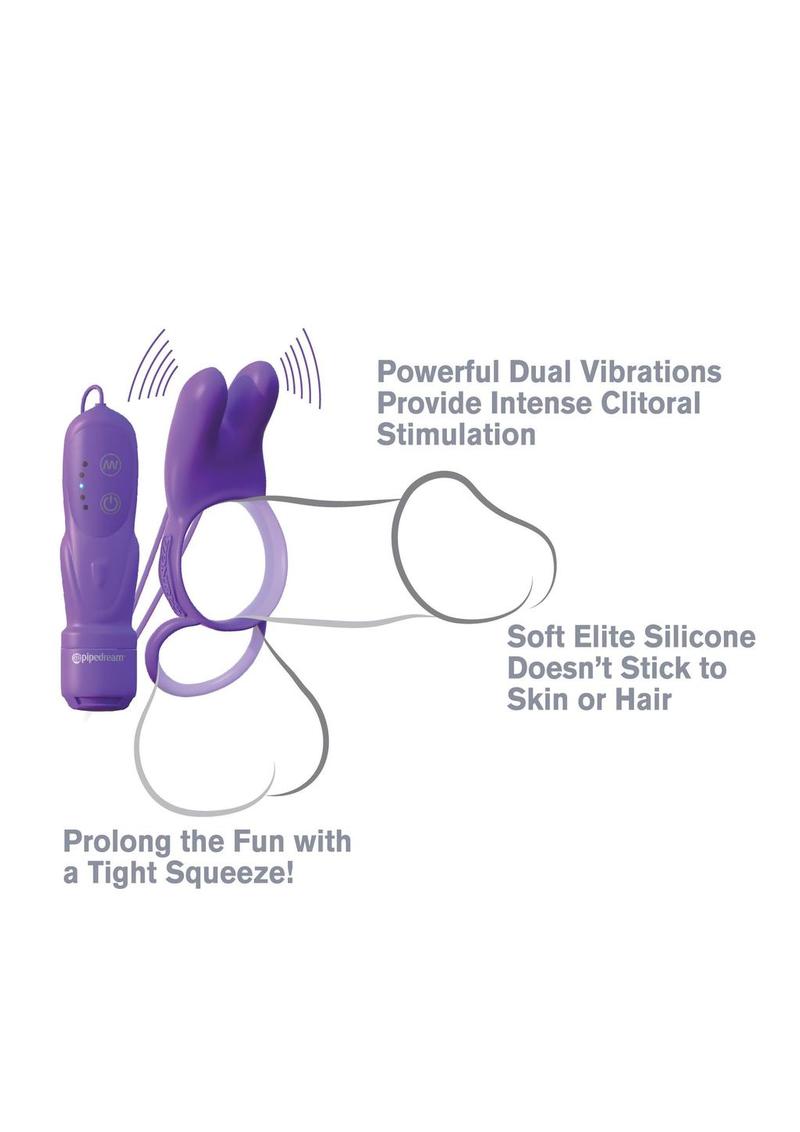 Fantasy C-Ringz Twin Teazer Rabbit Silicone Cock Ring with Wired Remote Control - Purple