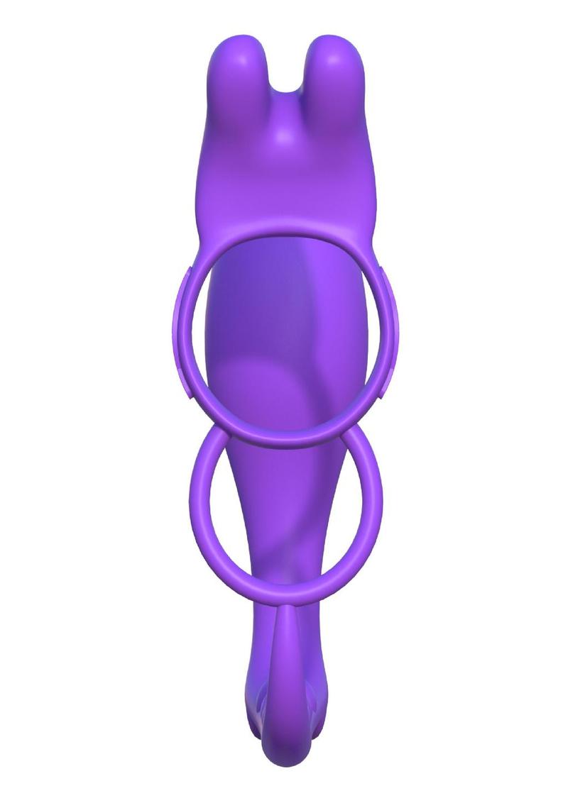 Fantasy C-Ringz Ass-Gasm Silicone Vibrating Rabbit Cock Ring with Butt Plug - Purple