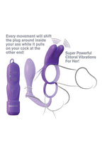 Fantasy C-Ringz Ass-Gasm Silicone Vibrating Rabbit Cock Ring with Butt Plug - Purple