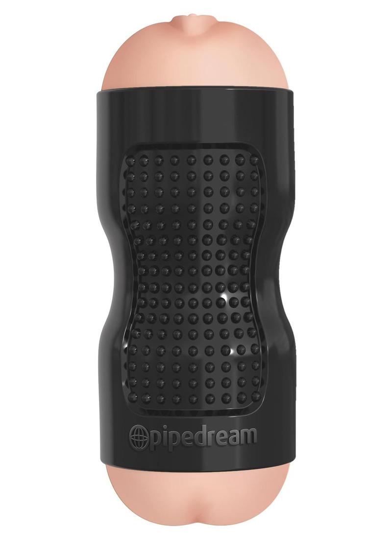 Pipedream Extreme Toyz Tight Grip Pussy & Ass Masturbator - Pussy and Butt - Black/Vanilla
