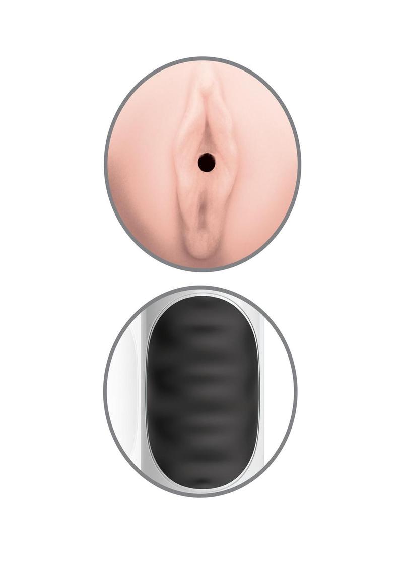 Pipedream Extreme Toyz Mega Grip Vibrating Pussy Masturbator - Pussy - White/Black/Vanilla