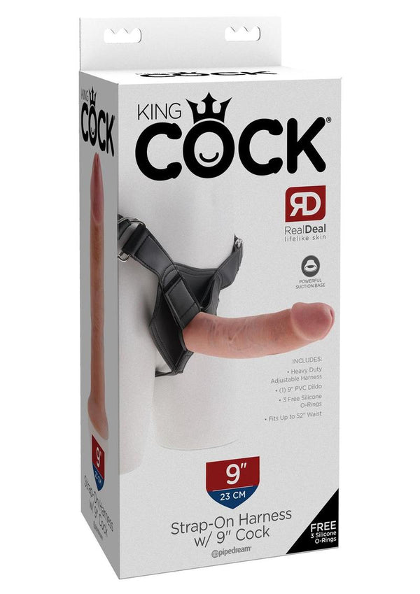 King Cock Strap on Harness with Dildo 9in - Vanilla