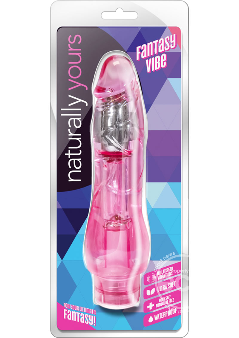 Naturally Yours Fantasy Vibrating Dildo 8.5in - Pink
