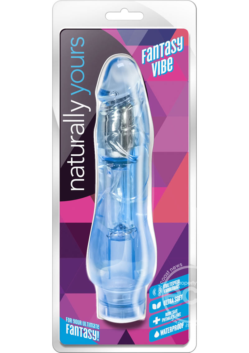 Naturally Yours Fantasy Vibrating Dildo 8.5in - Blue
