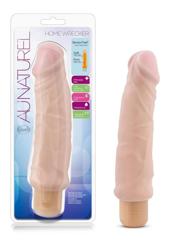 Au Naturel Home Wrecker Vibrating Dildo 9in - Vanilla