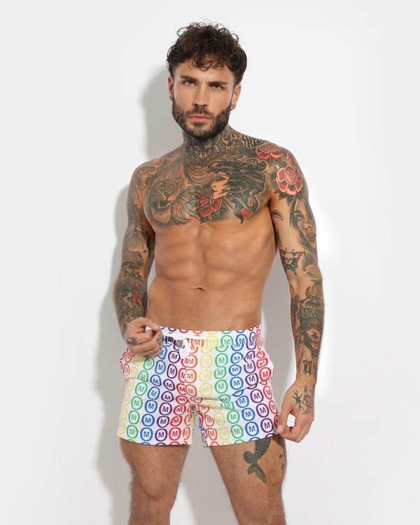 Mounderwear Swim Short Pride White