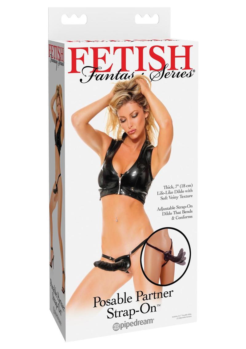 Fetish Fantasy Series Posable Partner Strap-On Dildo and Adjustable Harness 7in - Black