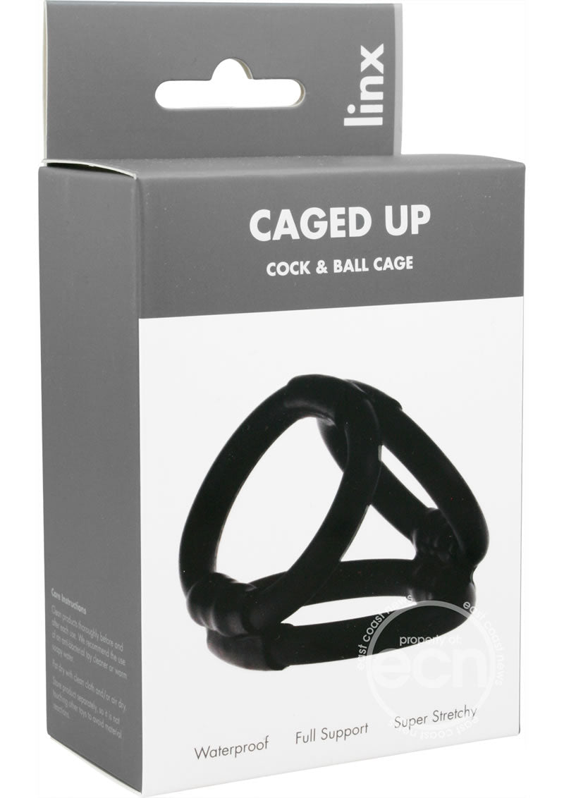 Linx Caged Up Cock Cage 3 Ring Cock Ring - Black