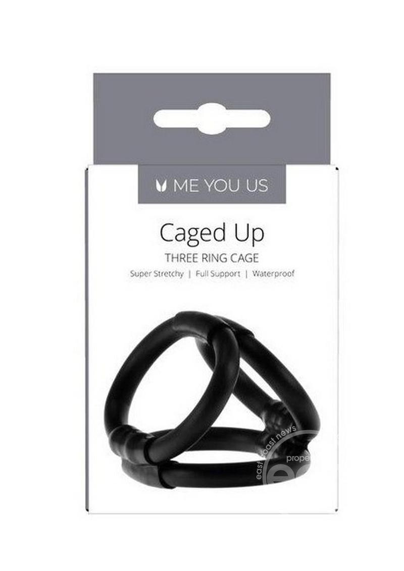 Linx Caged Up Cock Cage 3 Ring Cock Ring - Black