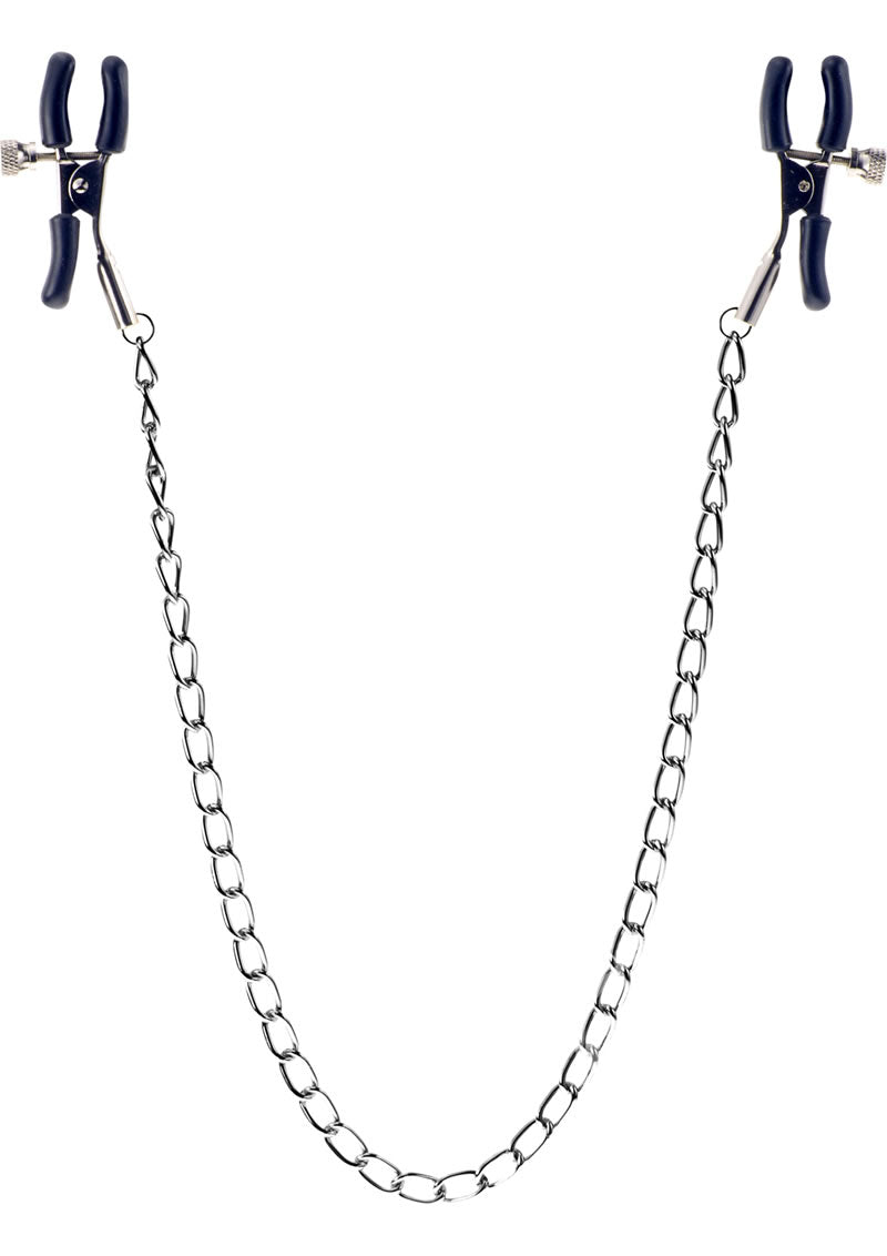 ME YOU US Squeeze & Please Adjustable Nipple Clamps with Chain - Silver