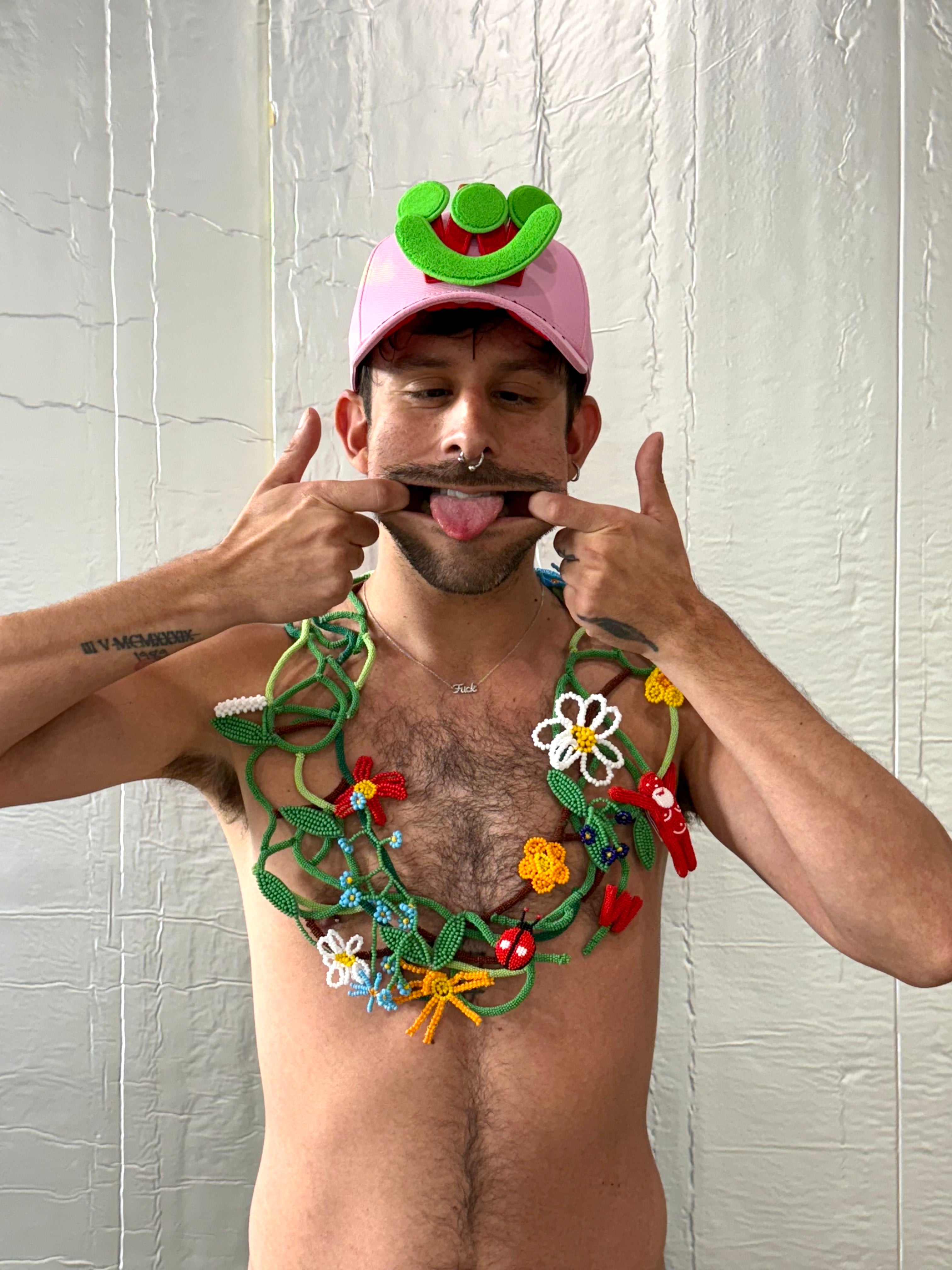 Smiley Cap in Pink by Walter van Beirendonck