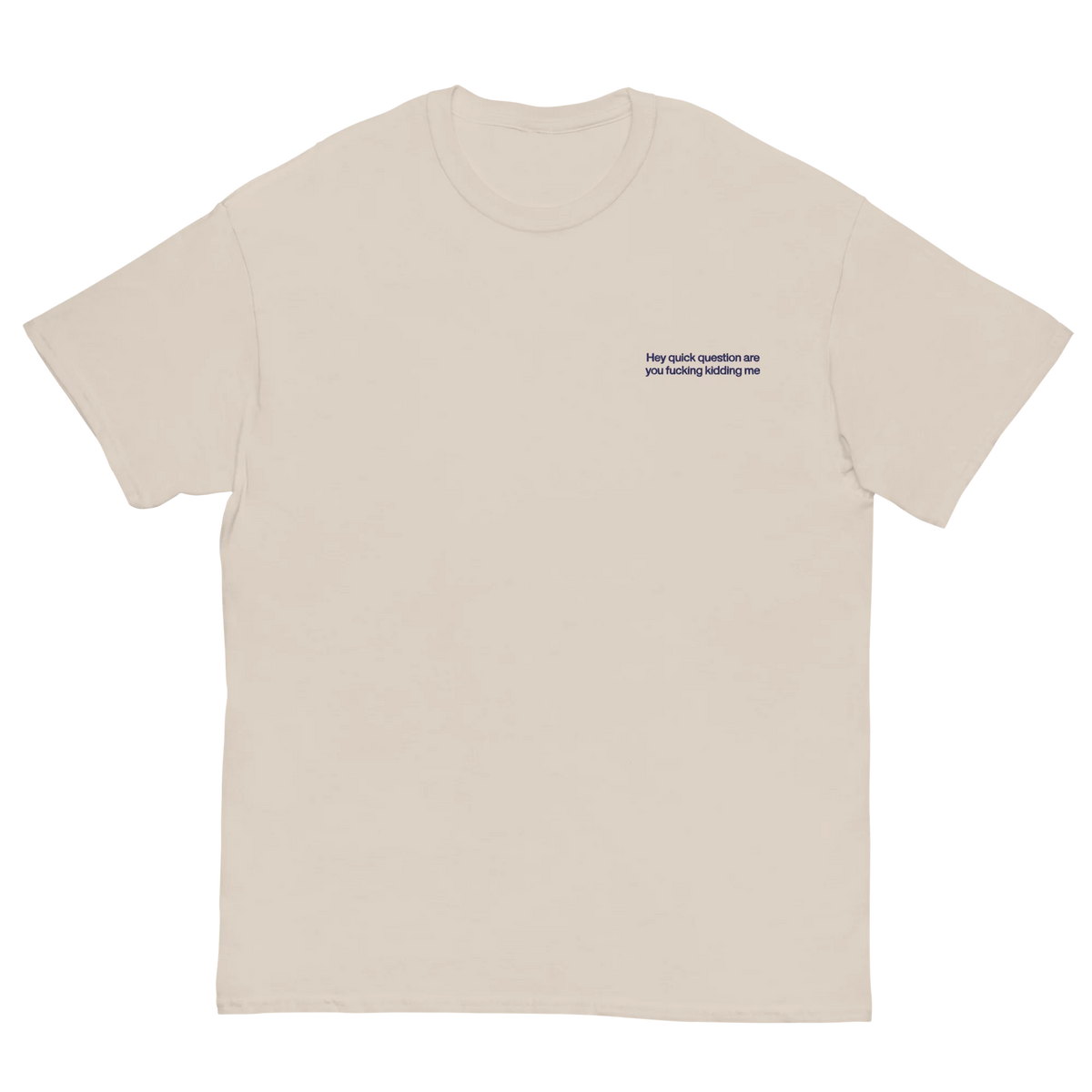 Hey Quick Question Are You Fucking Kidding Me Embroidered T-Shirt