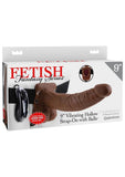 Fetish Fantasy Series Vibrating Hollow Strap-On Dildo with Balls and Harness with Wired Remote Control 9in - Chocolate