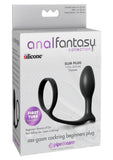 Anal Fantasy Collection Ass-Gasm Beginners Silicone Cock Ring with Butt Plug - Black